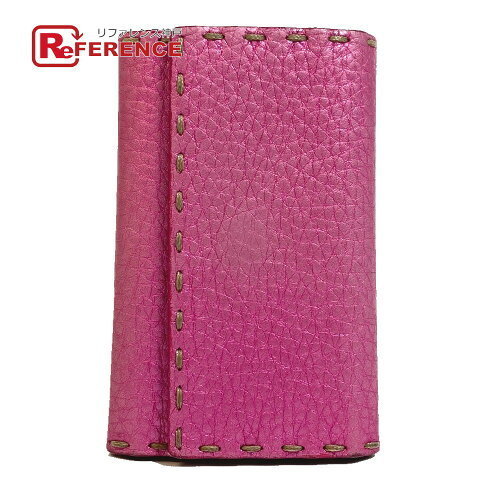 Fendi Selleria Key Ring Case Leather Pink